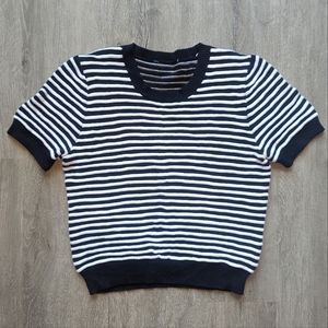 Black White Striped Shortsleeve Sweater Michael Kors